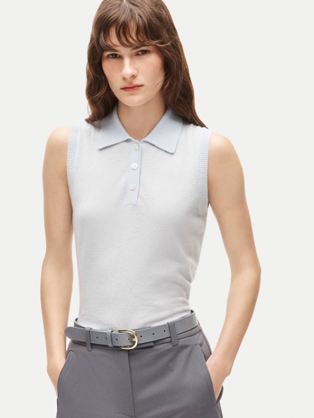 J crew rain shower blue Cashmere polo sweater shell